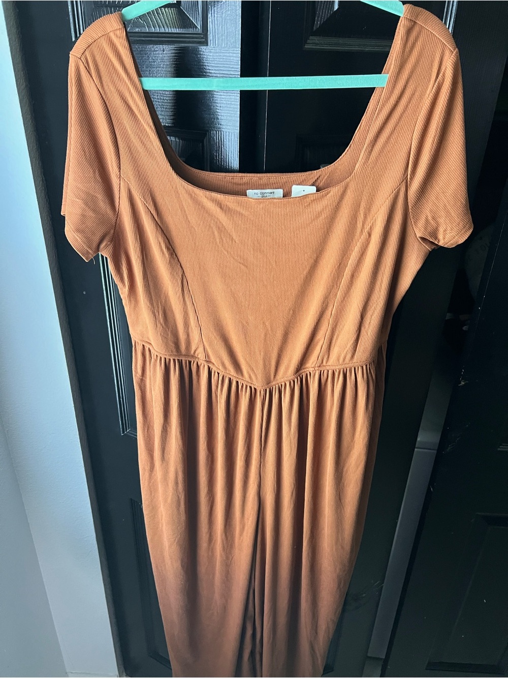 Rust Short-Sleeve Scoop Neck Jumpsuit